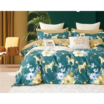 Pościel Flanelowa 200x220 zielono beżowa FL663